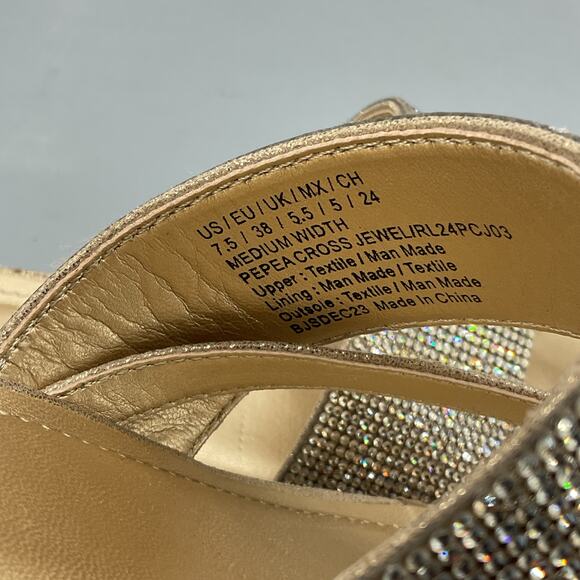 Kenneth Cole Reaction Women’s Pepea Cross Jewel Wedge Sandals Gold Size 7.5M - Picture 6 of 10